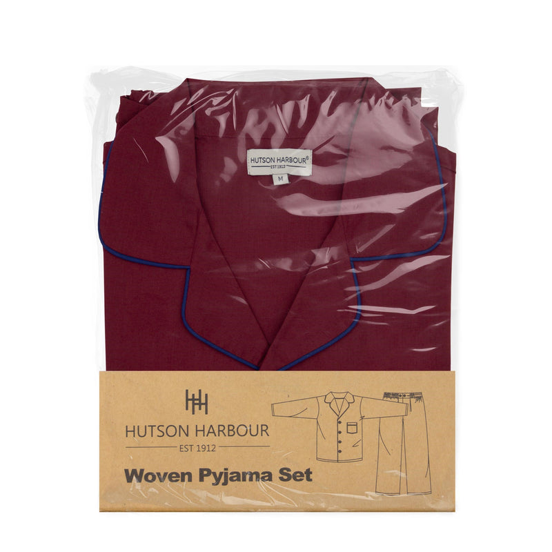 Hutson Harbour Easy Care Plain Pyjama Set - Burgundy