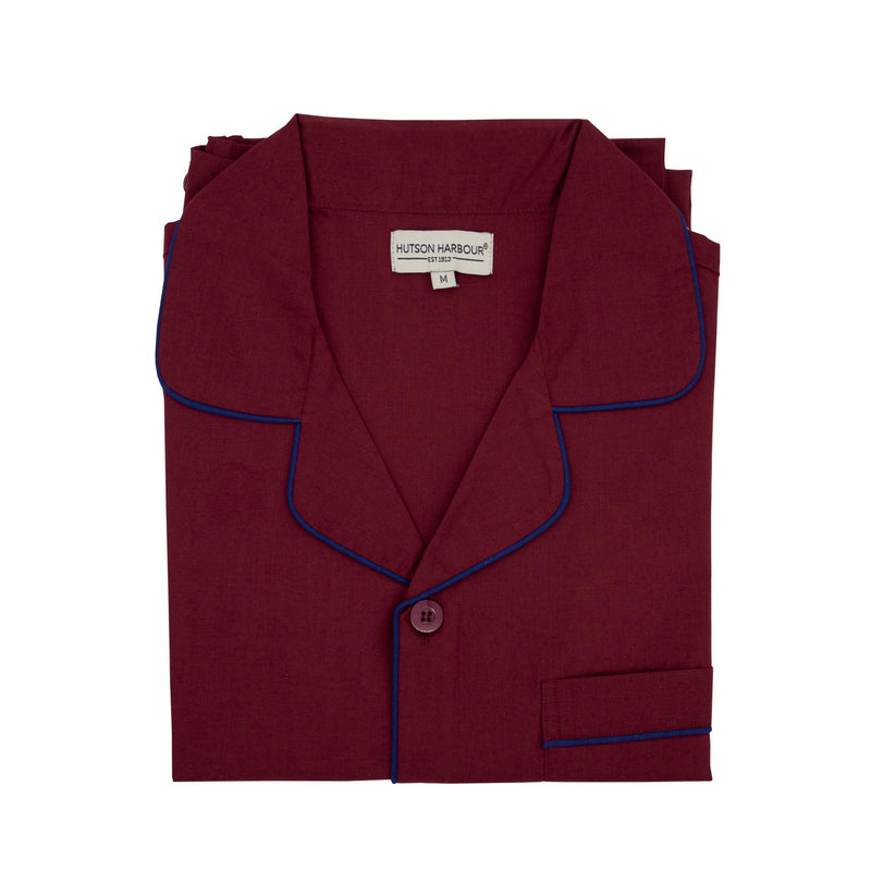 Hutson Harbour Easy Care Plain Pyjama Set - Burgundy