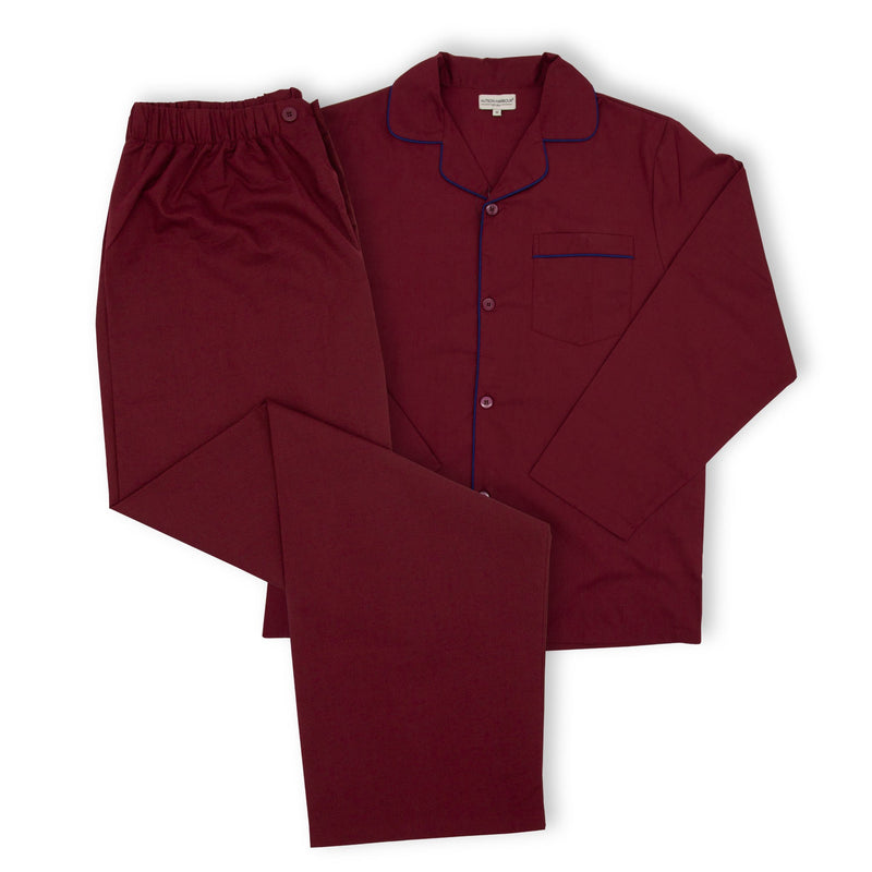 Hutson Harbour Easy Care Plain Pyjama Set - Burgundy