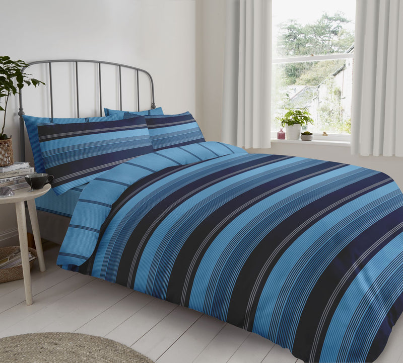 Lewis's Reversible Printed Bed In A Bag - Blue Stripe