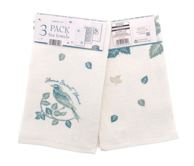 3pk Flora And Fauna Tea Towels