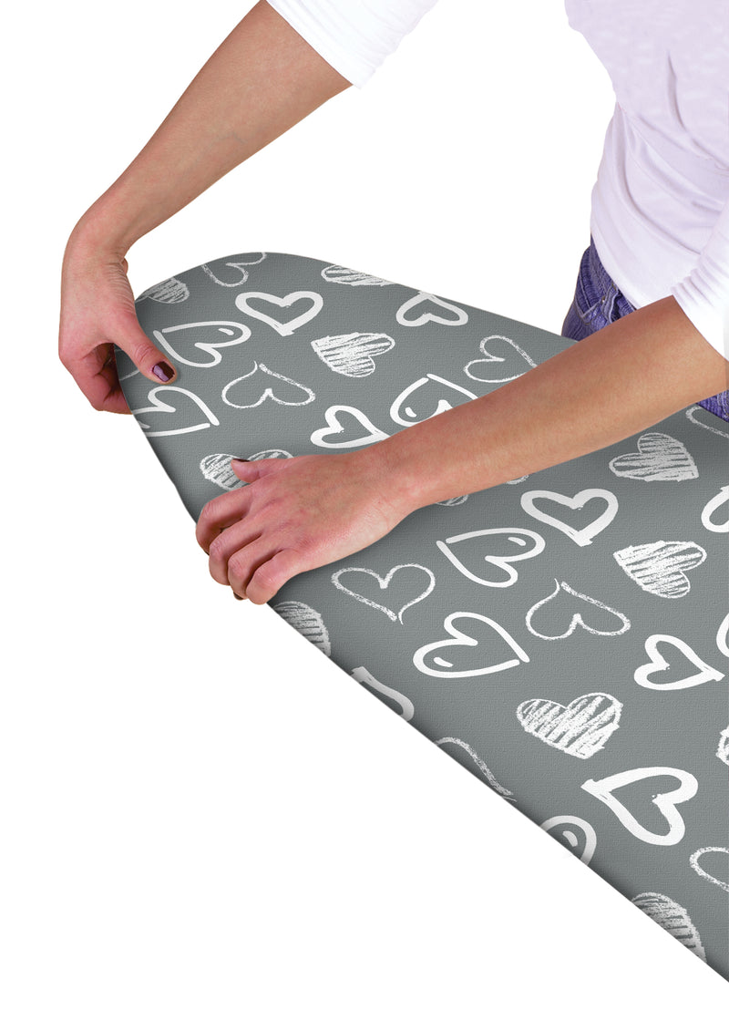 Heart Ironing Board Cover Grey