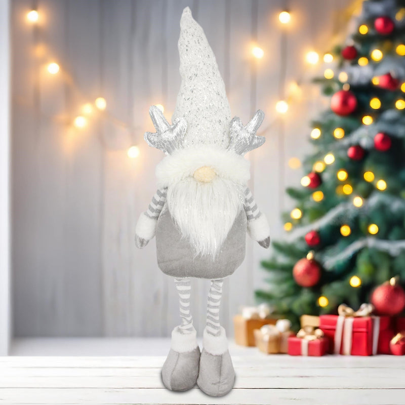 Standing Santa with Antlers - White