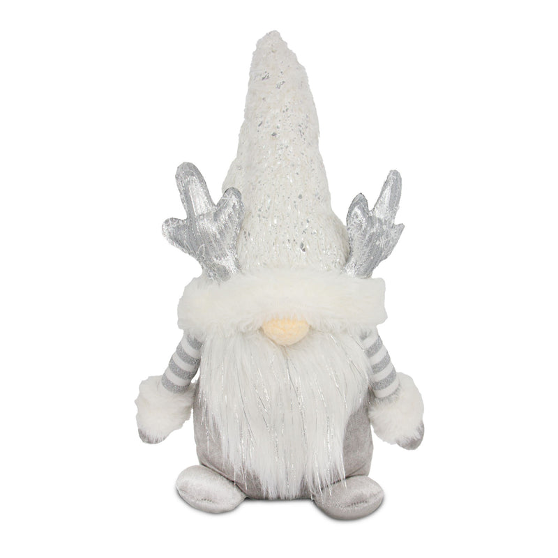 Sitting Santa Gonk With Antlers - White