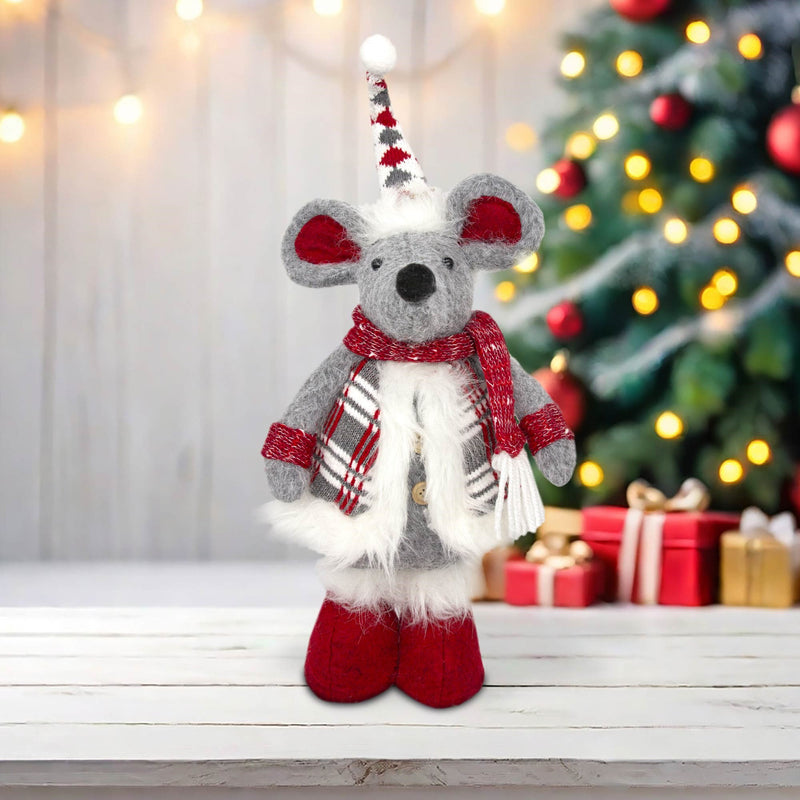 Christmas Standing Mouse - Grey