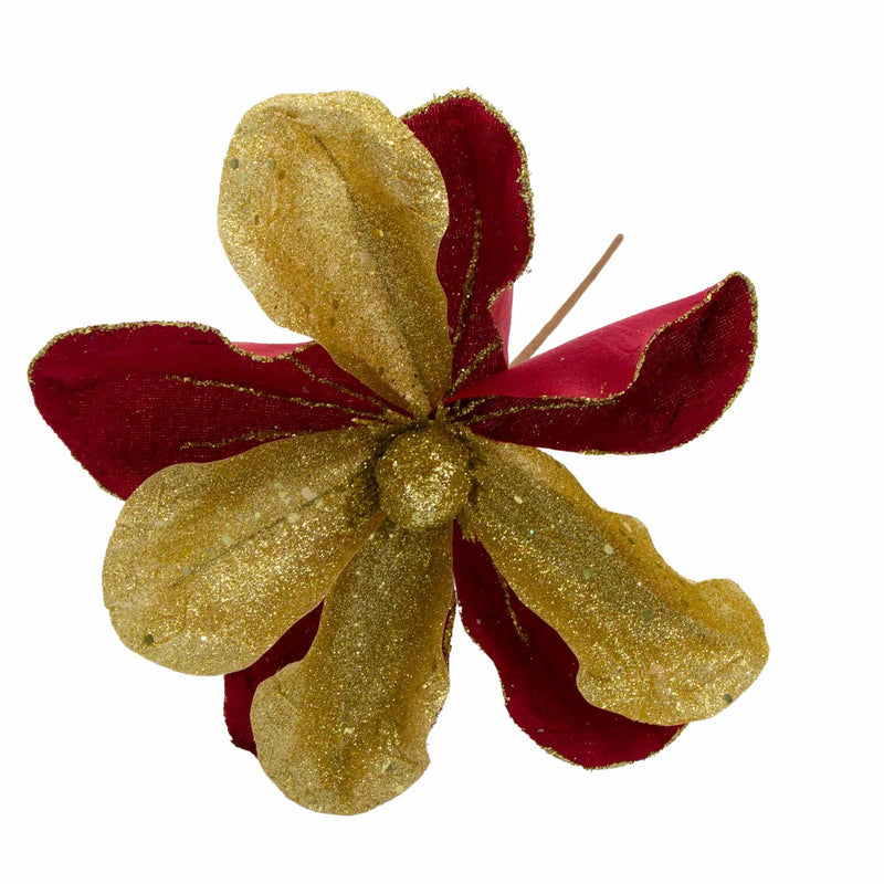 Velvet Flower Pick - Red/Gold