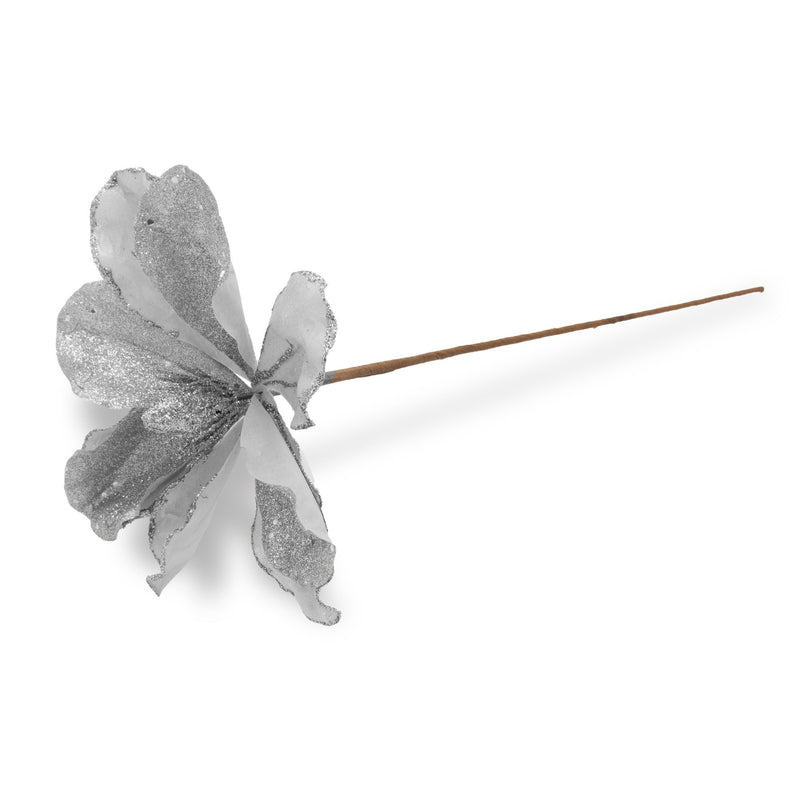 Velvet Flower Pick - Silver