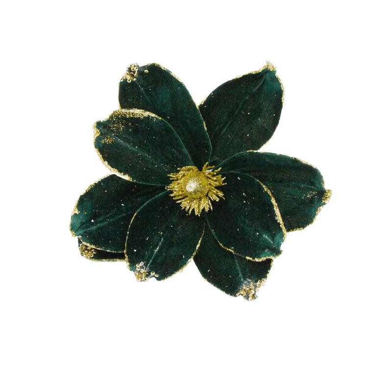 Velvet Magnolia Flower Pick - Green