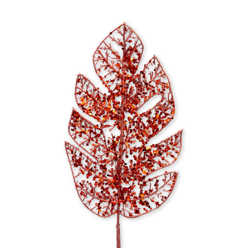 Palm Leaf Glitter Pick - Red