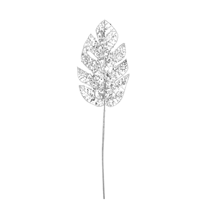 Palm Leaf Glitter Pick - Silver