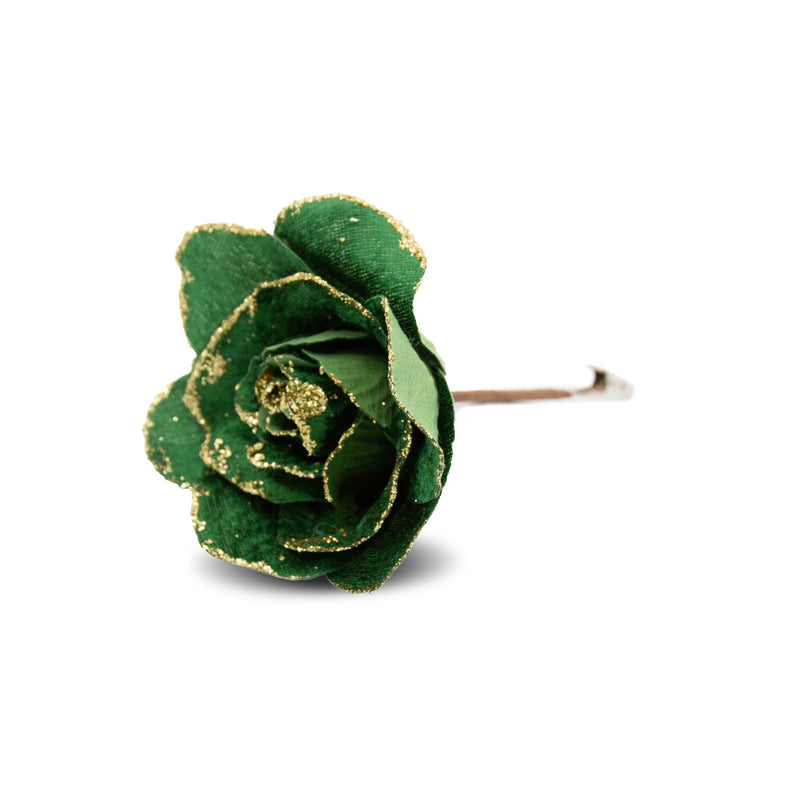 Small Rose Clip On Pick - Green