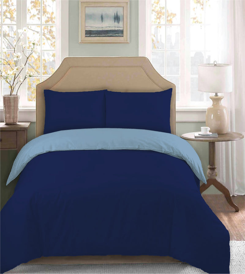 Lewis's Lara Reversible Microfibre Duvet Set - Navy/Spa Blue