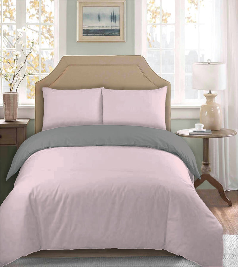 Lewis's Lara Reversible Microfibre Duvet Set - Pink/Grey