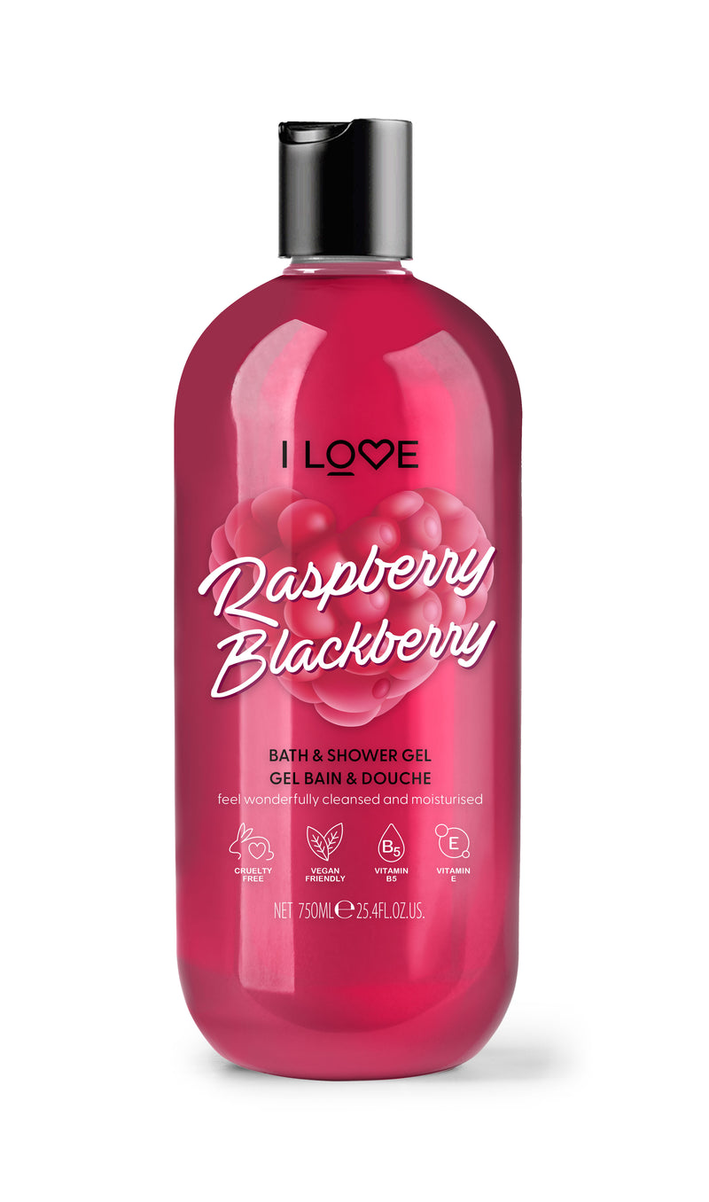 I Love Bath & Shower Gel 750ml Raspberry Blackberry