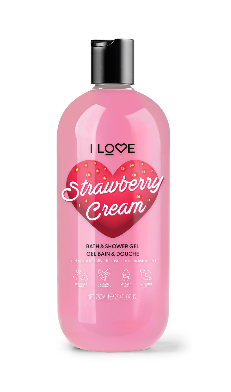 I Love Bath & Shower Gel 750ml Strawberry Cream