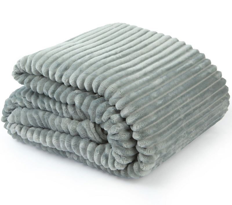 Dakota Ribbed Soft Touch Fleece Throw - Silver