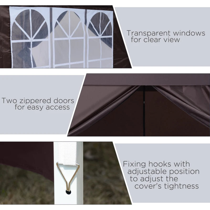 Outsunny  Gazebo 3mx3m - Coffee coloured shelter