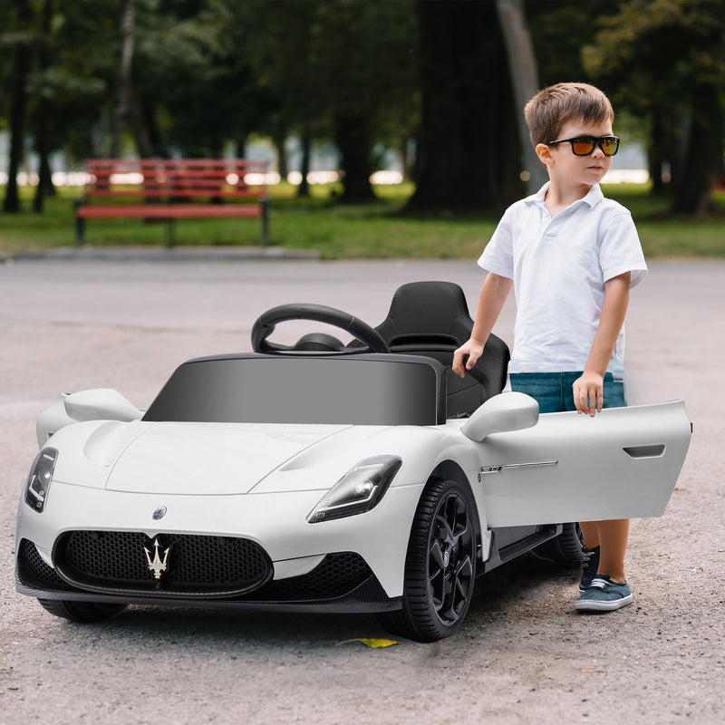 AIYAPLAY White Maserati MC20 Licensed 12V Kids Ride on Car w/ Remote