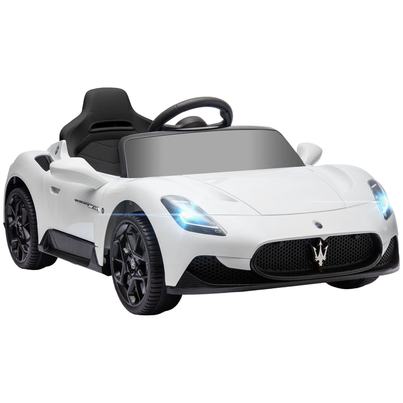 AIYAPLAY White Maserati MC20 Licensed 12V Kids Ride on Car w/ Remote