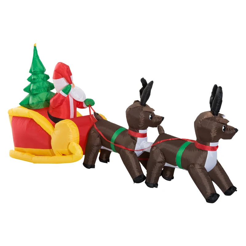 HOMCOM Christmas Inflatable Santa Sleigh with Reindeers 7ft