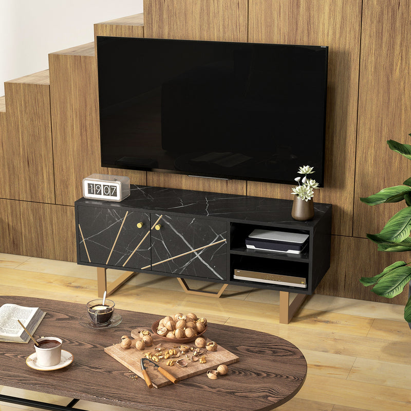 HOMCOM TV Unit for Living Room, TV Stand, Black Marble