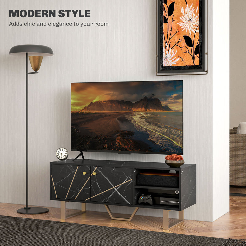 HOMCOM TV Unit for Living Room, TV Stand, Black Marble