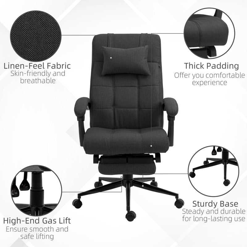 Vinsetto Office Chair with Adjustable Height, Wheels, Footrest, Black