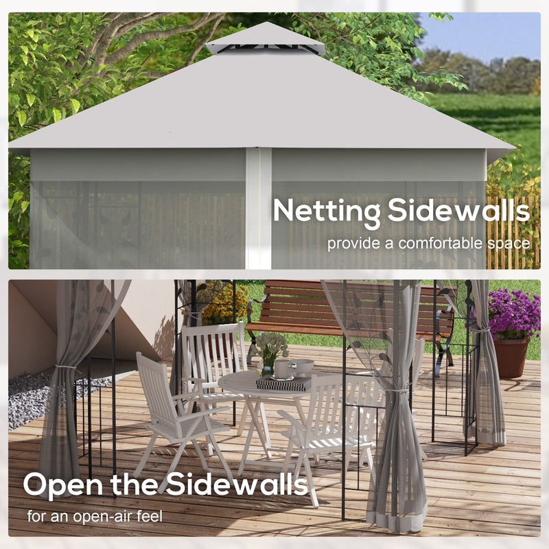 Outsunny 3 x 3(m)  Garden Gazebo Marquee Tent Canopy Shelter Pavilion Grey