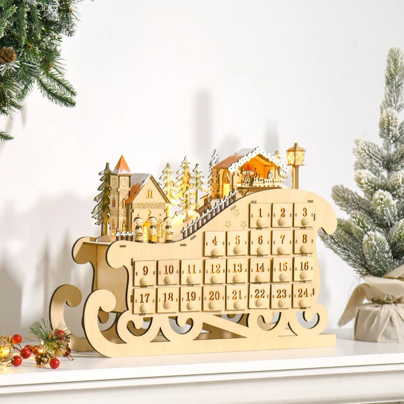 HOMCOM Christmas Sleigh advent Calendar