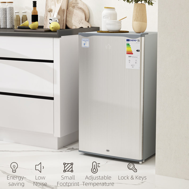 HOMCOM 91L Freestanding Under Counter Fridge with Lock