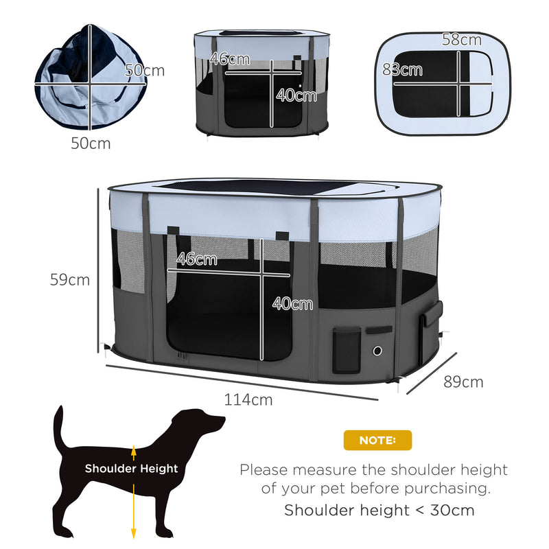 PawHut Portable Dog Pen for Puppies, Rabbits, Kittens, Guinea Pigs - Grey