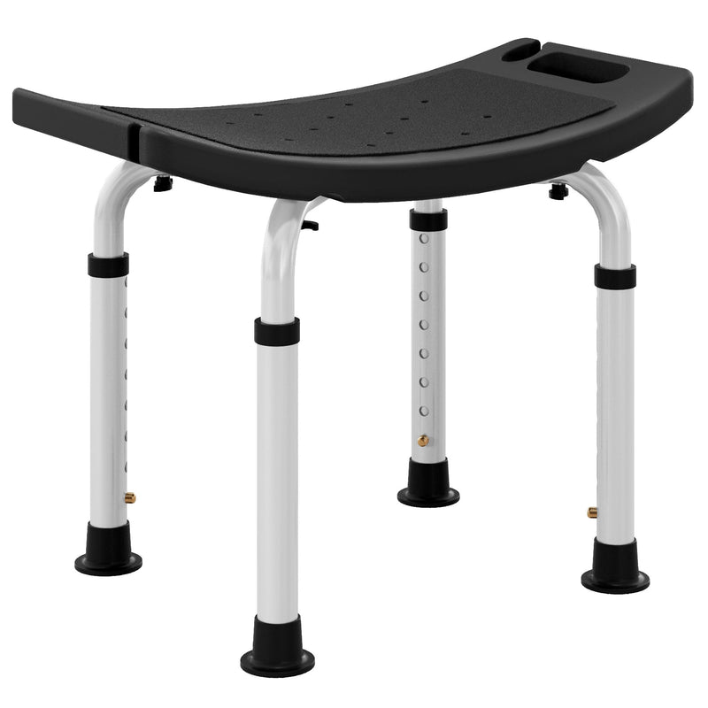 Height Adjustable Shower Stool w/ Non-Slip Foot Pads for Elderly Disabled Black