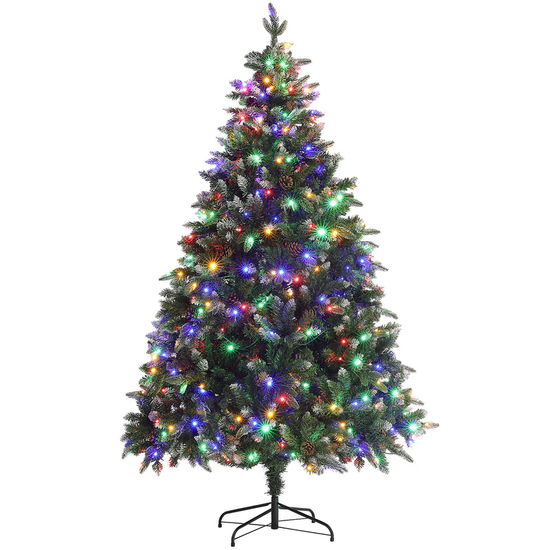 HOMCOM 6 Ft Artificial LED Christmas Tree with Metal Base, Hinged Branches