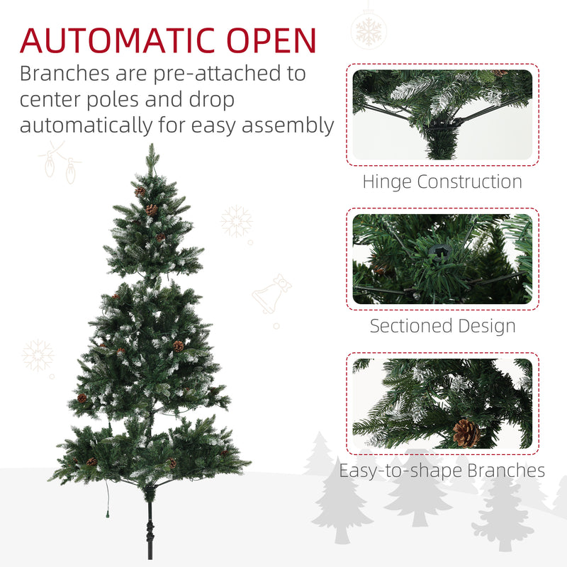 HOMCOM 6 Ft Artificial LED Christmas Tree with Metal Base, Hinged Branches