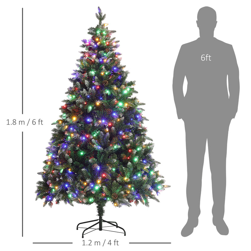 HOMCOM 6 Ft Artificial LED Christmas Tree with Metal Base, Hinged Branches