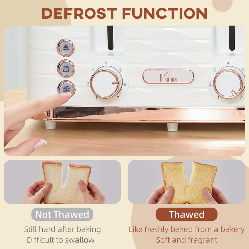 HOMCOM Toaster with 4 Slot, 7 Browning Levels, 1600W, Ripple