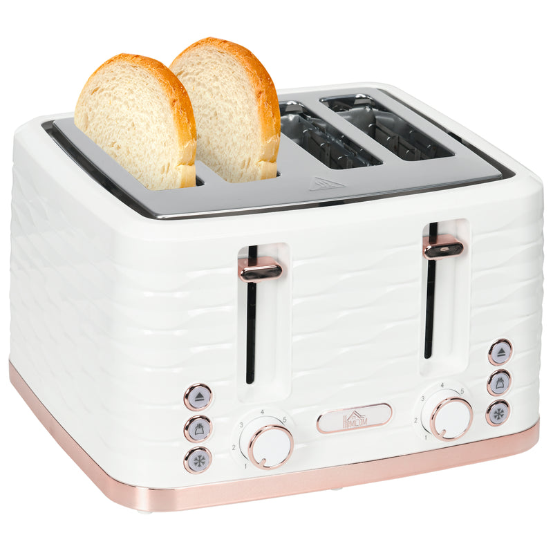 HOMCOM Toaster with 4 Slot, 7 Browning Levels, 1600W, Ripple