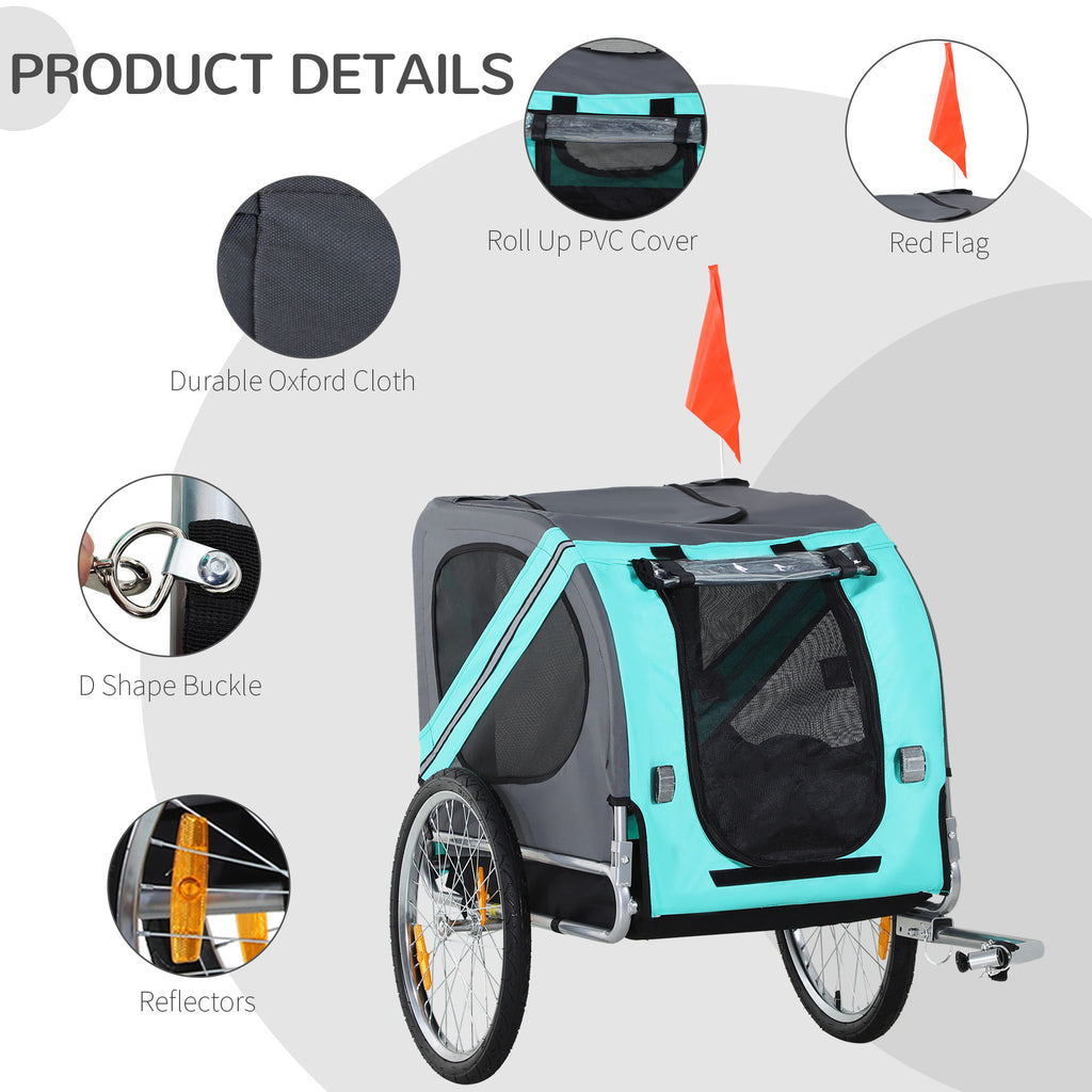 PawHut Pet Bicycle Trailer Dog Cat Bike Carrier Water Resistant Green