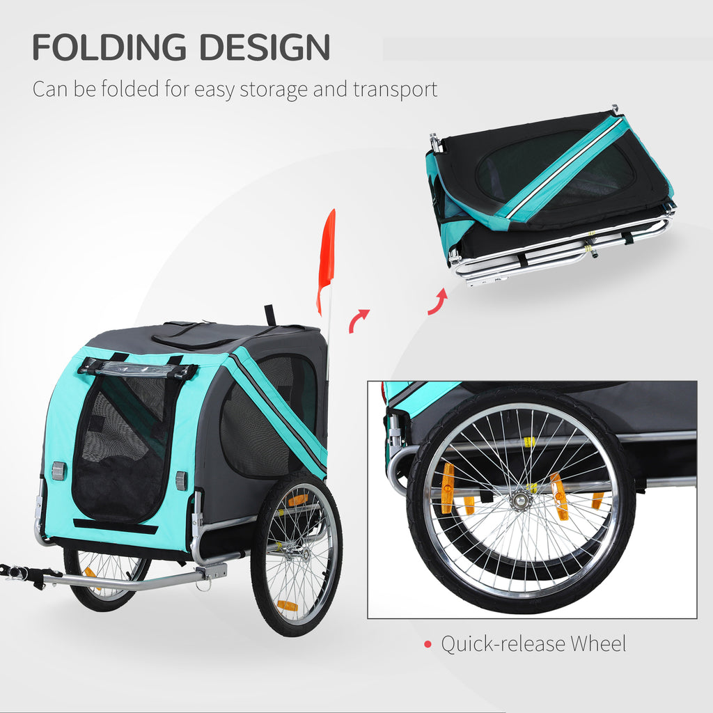 PawHut Pet Bike Trailer Bicycle Dog Cat Travel Carrier Foldable Blue