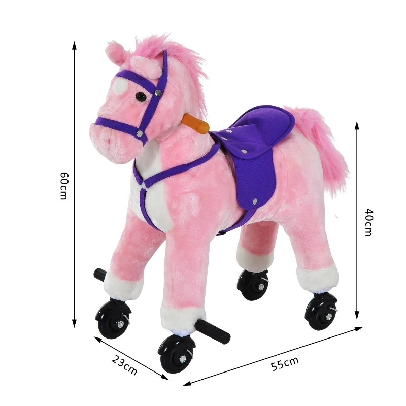 HOMCOM Children's  Wheeled Walking Horse  (Pink)