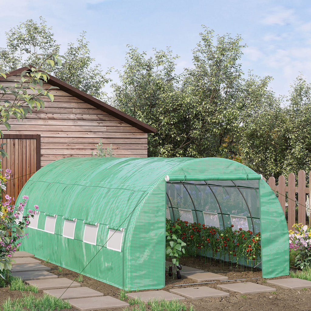 Outsunny 6 x 3 x 2 m Polytunnel Greenhouse Pollytunnel Tent Steel Fram