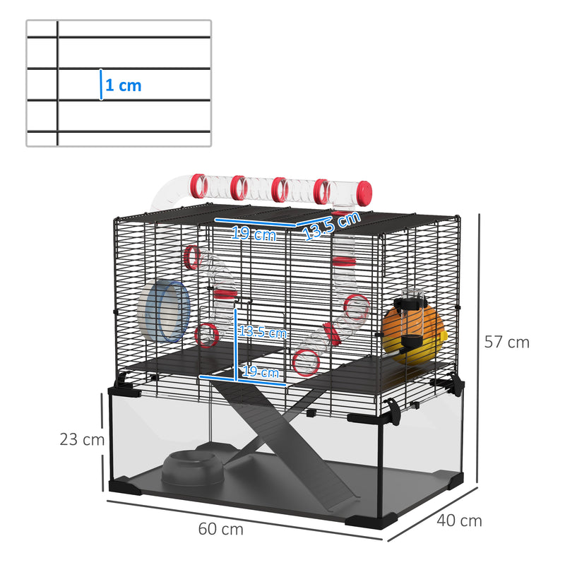 PawHut Hamster Cage w/ Tunnels, Tubes, Ramps, Platforms, Hut