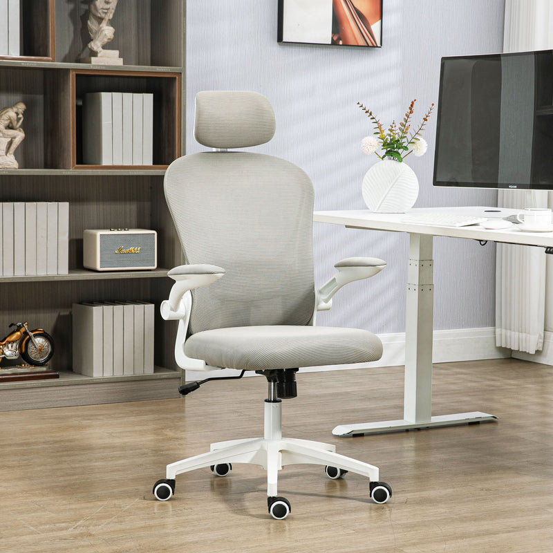 Vinsetto Mesh Office Chair with Headrest, 4D Lumbar Support, Flip-up Arm