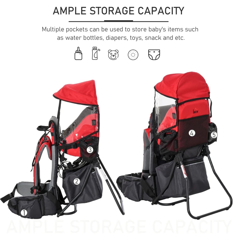 HOMCOM Baby Carrier Backpack - Red