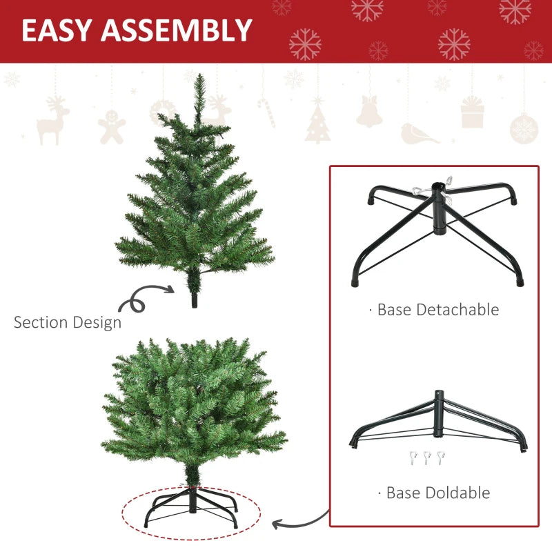 Christmas Time 4FT Prelit Artificial Christmas Tree w/ Warm White Light Home Xmas Decoration