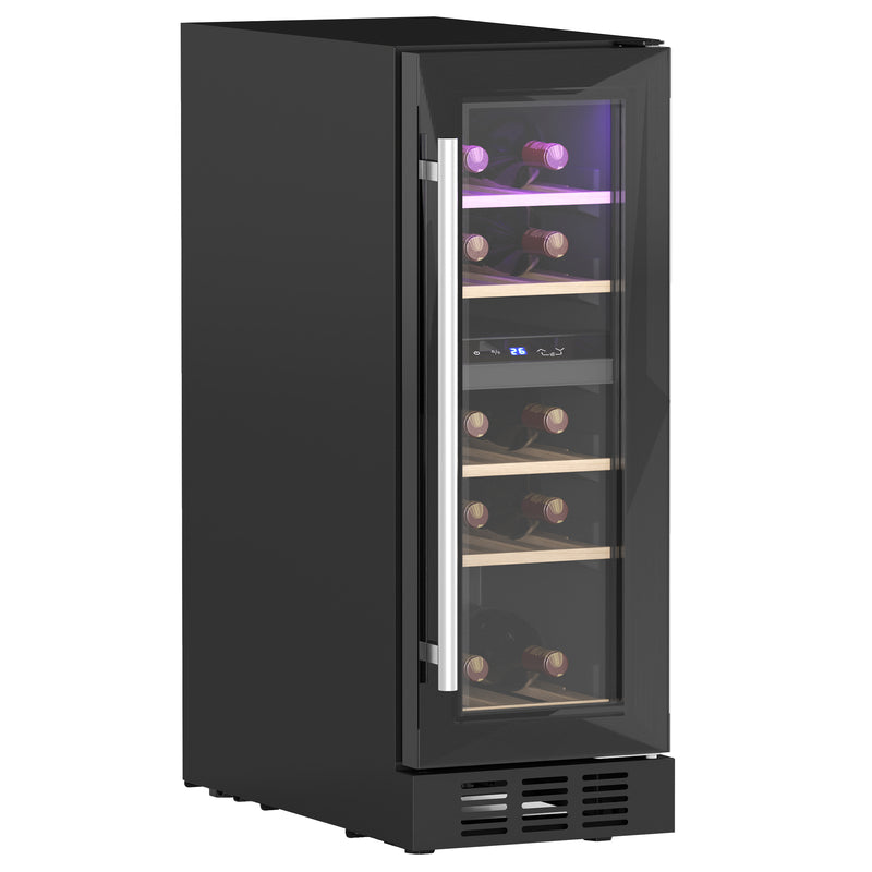 HOMCOM 16 Bottle Dual Zone Built-in Wine Cooler Fridge with Glass Door