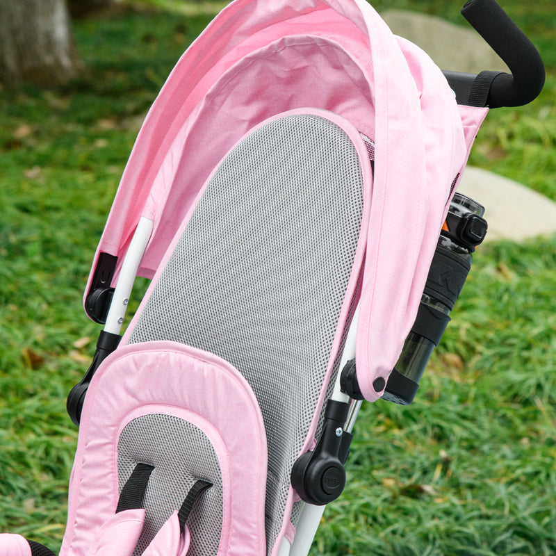 HOMCOM 6 in 1 Kids Pink Trike, Stroller with Parent Handle