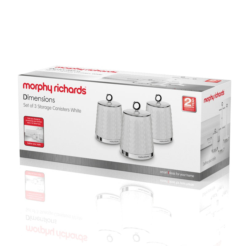 Morphy Richards Dimensions Set of 3 Canisters  - White