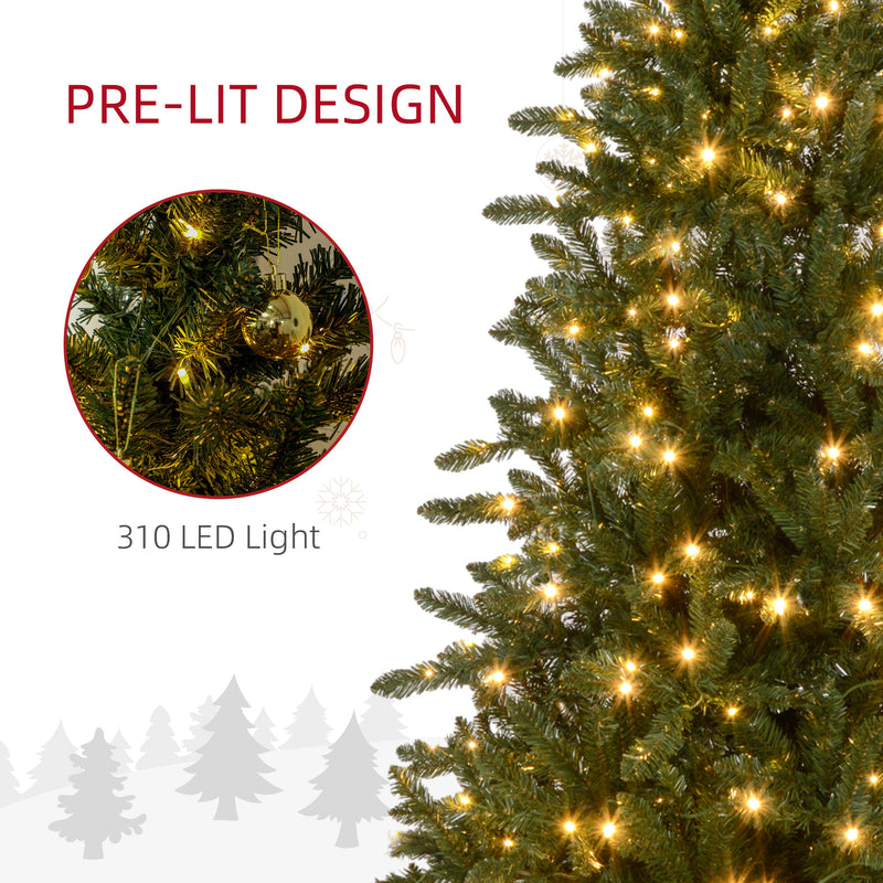 HOMCOM 6ft Artificial Christmas Tree with Warm White LED Light, Metal Base