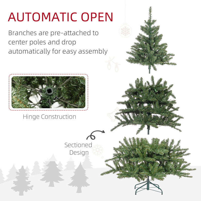 HOMCOM 6ft Artificial Christmas Tree with Warm White LED Light, Metal Base